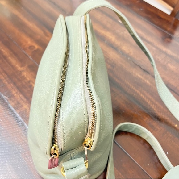 Vintage COACH Green Natural Grain Double Zip Satchel 4914, Used Good Condition - Picture 11 of 13